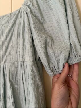 Altar'd State Pale Blue Textured Puff Sleeve Dress